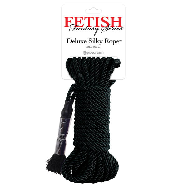 Fetish Fantasy Series Deluxe Silky Rope Black Bondage Rope 9.75 M Length