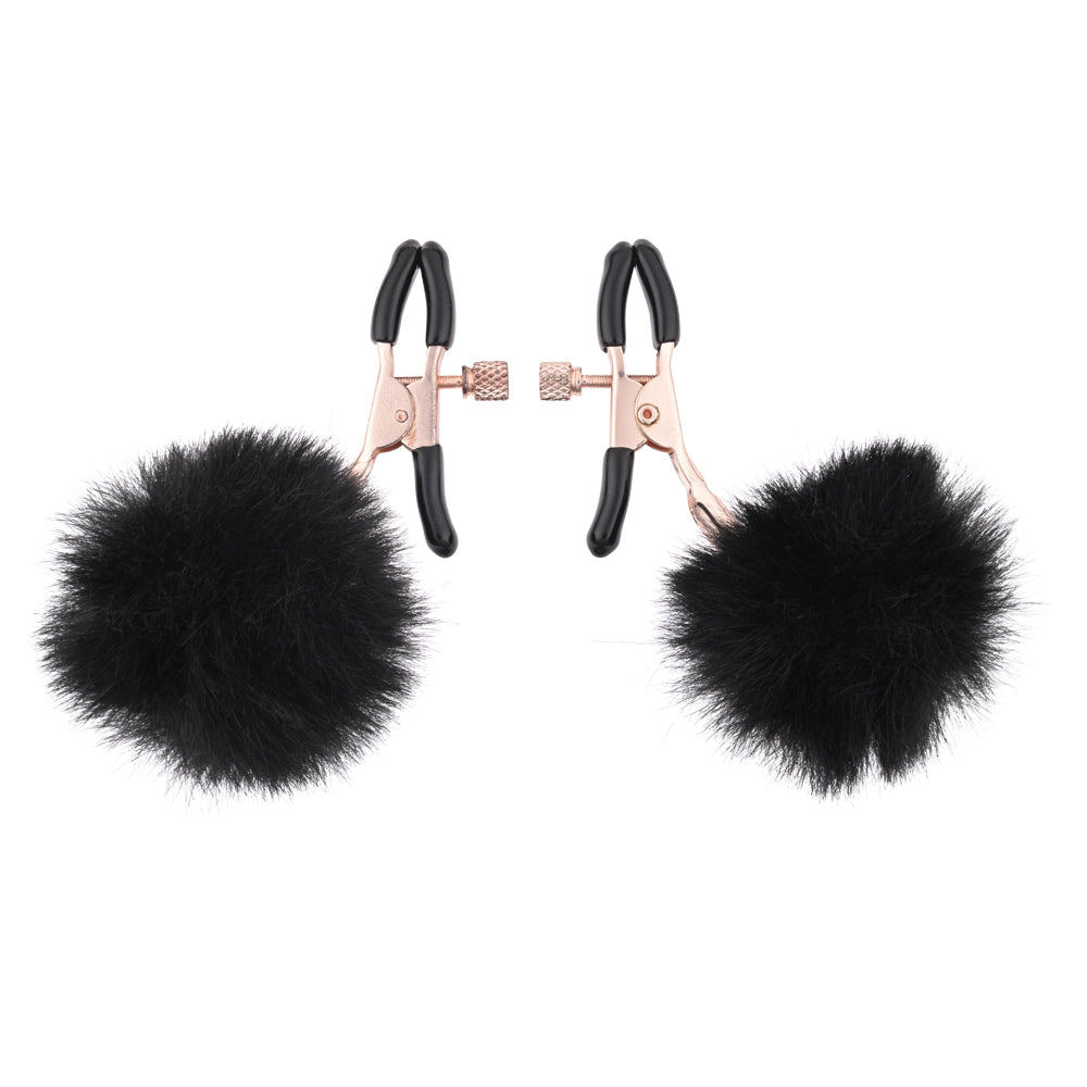Sex & Mischief Puff Nipple Clamps Black/Gold Nipple Clamps Set Of 2