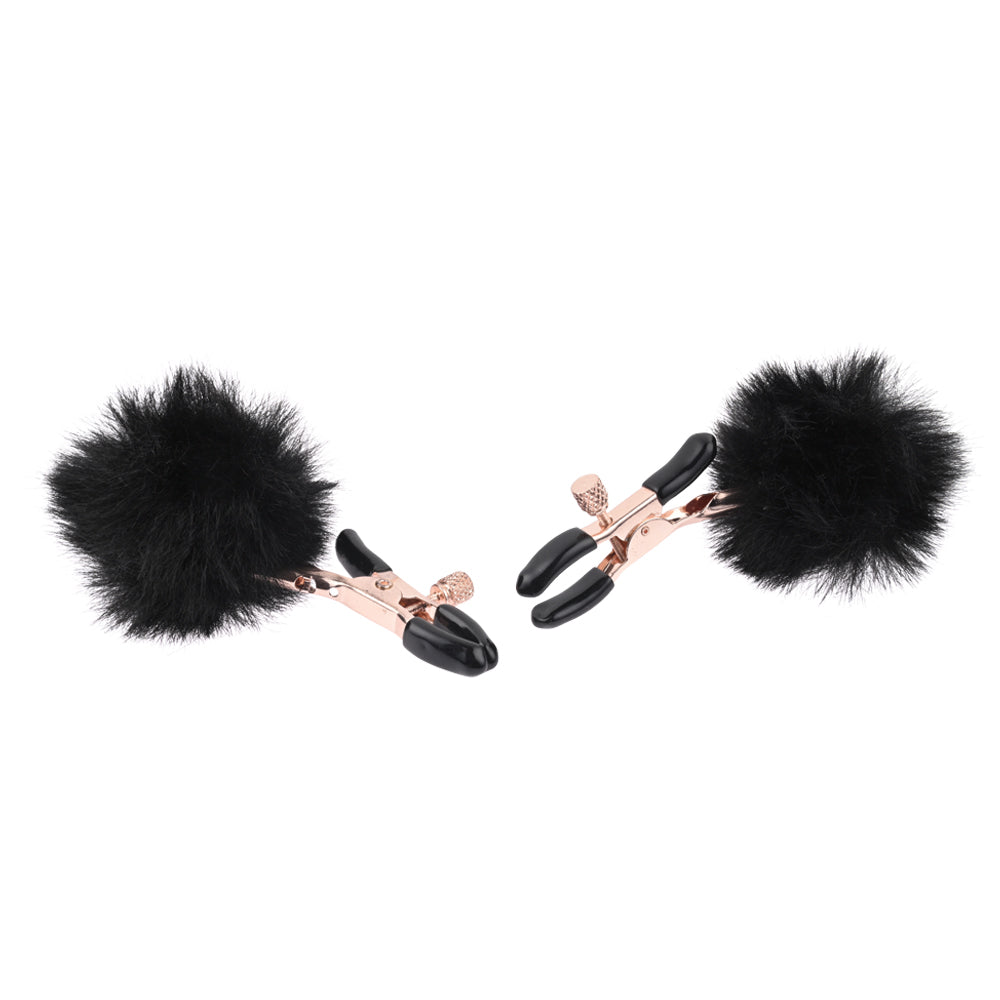 Sex & Mischief Puff Nipple Clamps Black/Gold Nipple Clamps Set Of 2