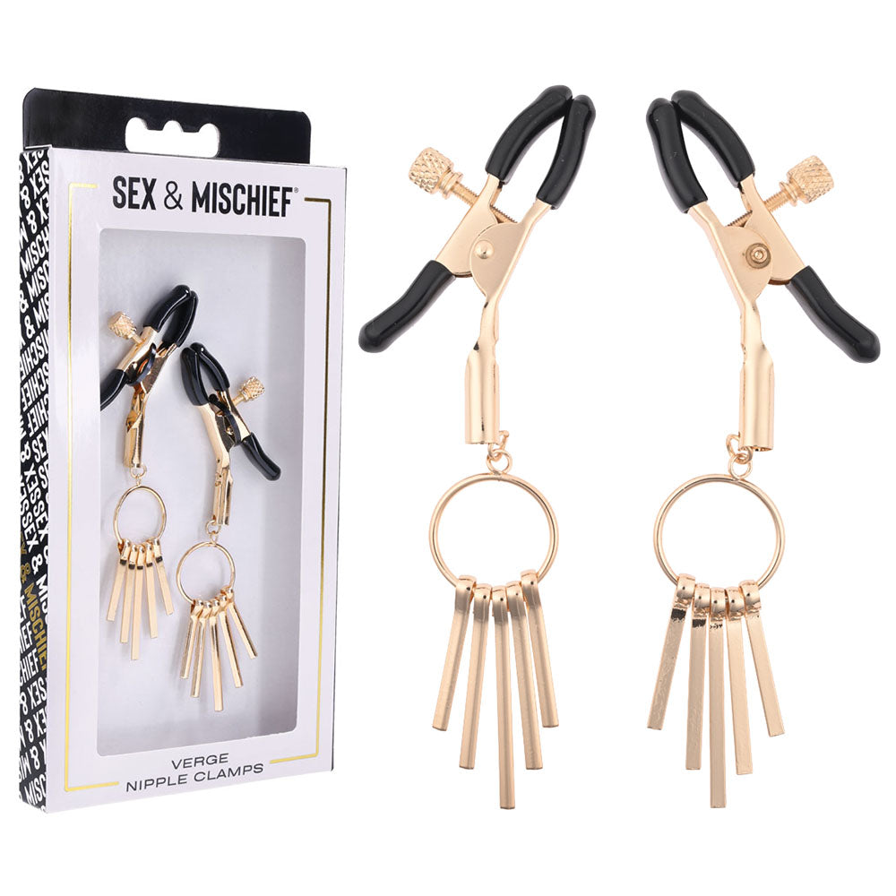 Sex & Mischief Verge Nipple Clamps Gold Nipple Clamps Set Of 2