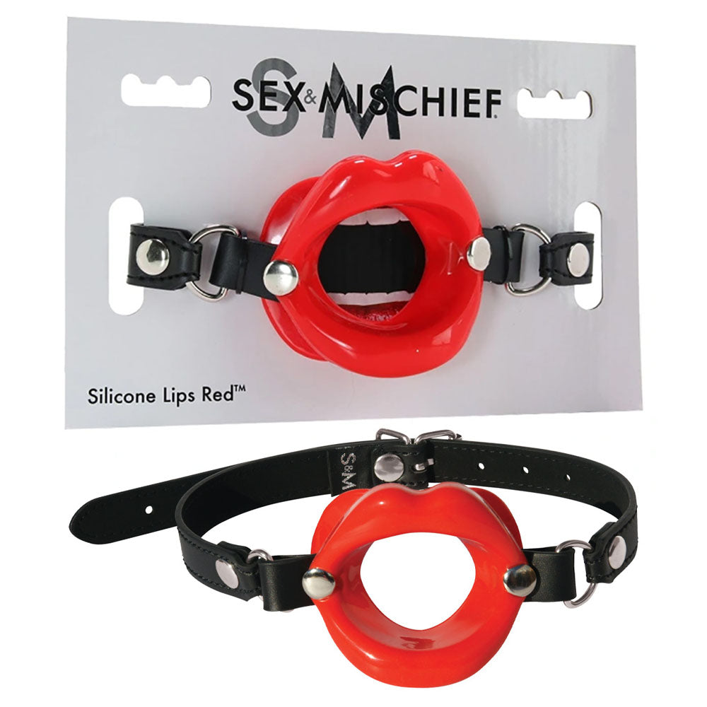 Sex & Mischief Silicone Lips Mouth Gag Red Red Mouth Restraint