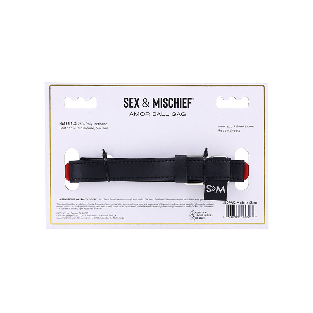 Sex & Mischief Amor Ball Gag Red/Black Mouth Restraint