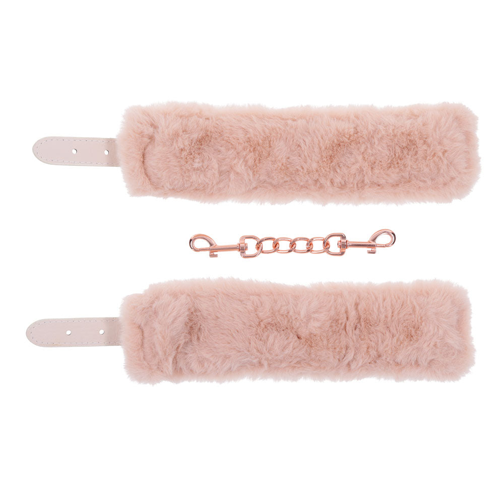 Sex & Mischief Peaches N Crea Me Fur Handcuffs Peach Restraints