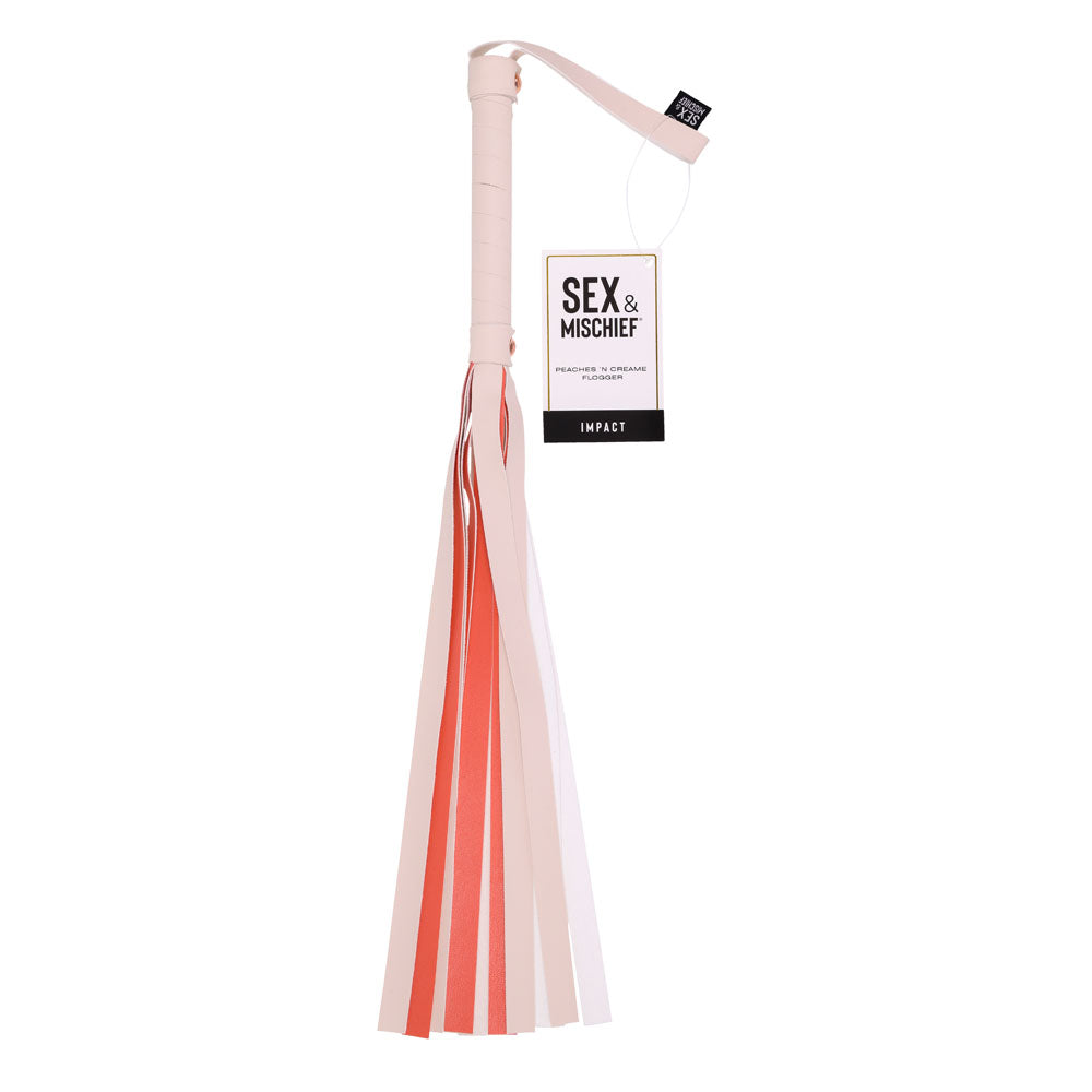 Sex & Mischief Peaches N Crea Me Stripe Flogger Peach 80 Cm Flogger Whip