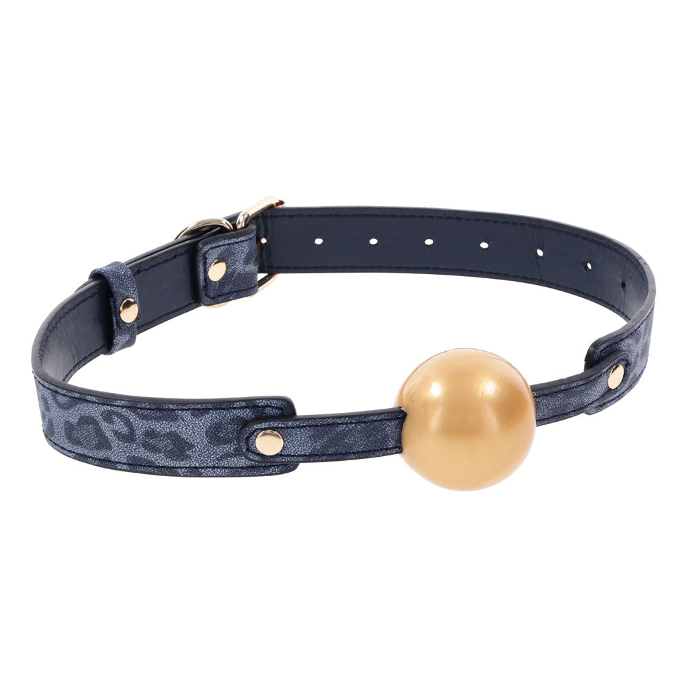 Sex & Mischief Cougar Ball Gag Navy Blue/Gold Mouth Restraint