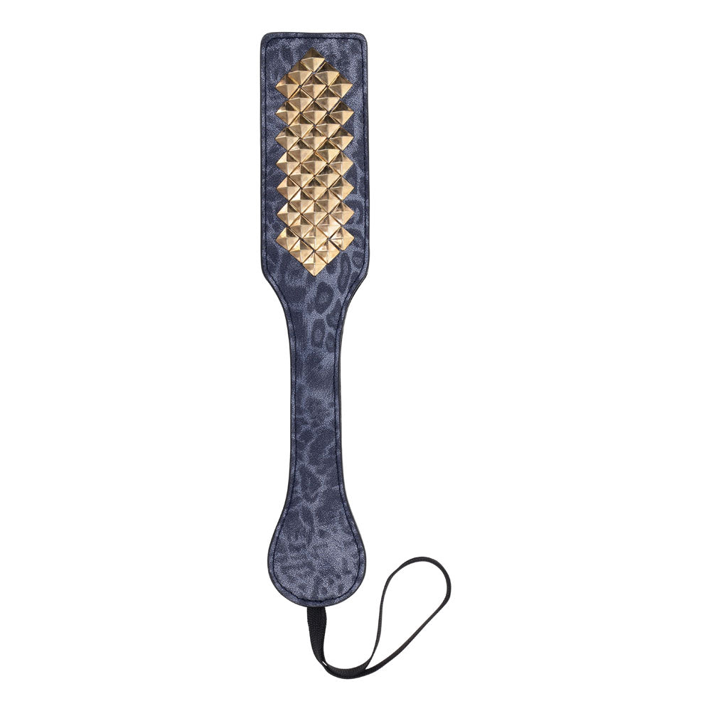 Sex & Mischief Cougar Studded Paddle Navy Blue Paddle With Gold Studs
