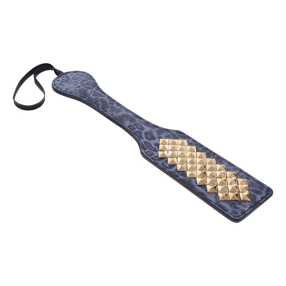 Sex & Mischief Cougar Studded Paddle Navy Blue Paddle With Gold Studs